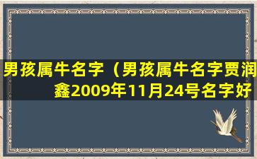 男孩属牛名字（男孩属牛名字贾润鑫2009年11月24号名字好 🌹 吗）